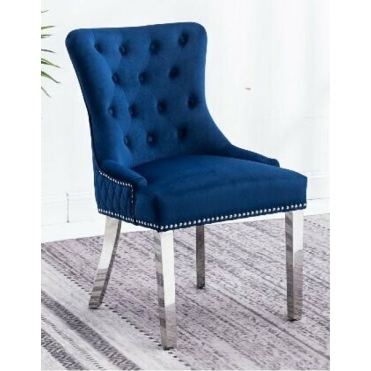 Blue Velvet Accent Chair