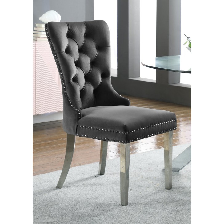 Grey Velvet Accent Chair