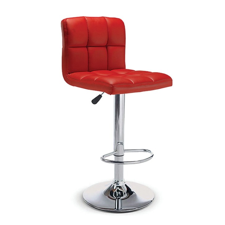 Red PU Mechanical 360-Degree Swivel Bar Stool