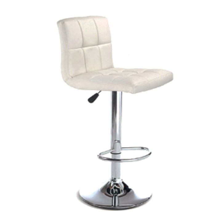 White PU Mechanical 360-Degree Swivel Bar Stool