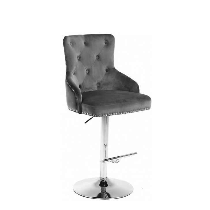 Plush Grey Velvet Bar Stool 