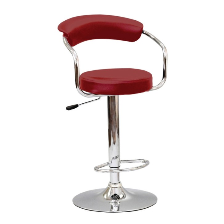 Red PU Mechanical 360-Degree Swivel Bar Stool