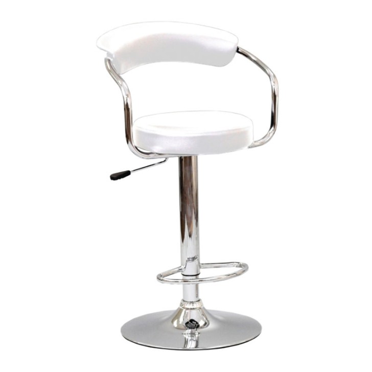 White PU Mechanical 360-Degree Swivel Bar Stool