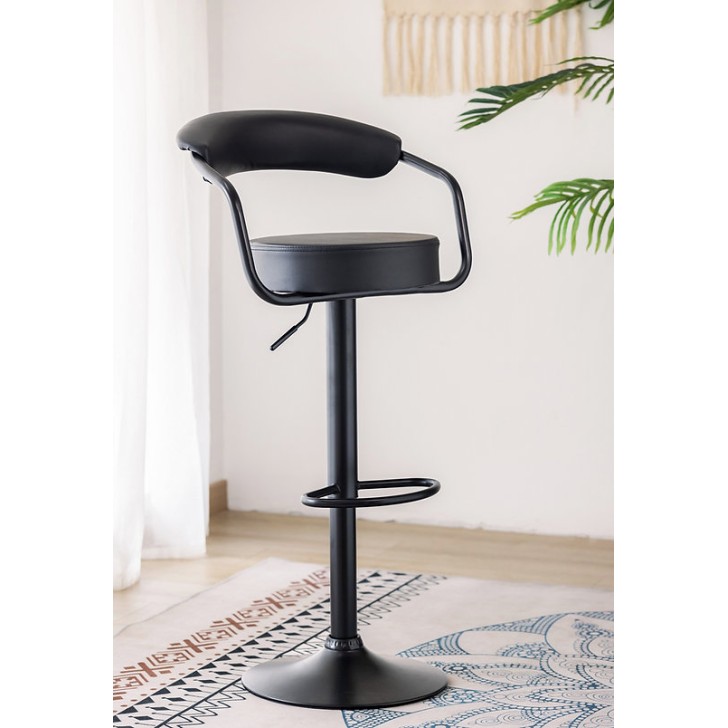 Black PU Mechanical 360 Swivel Bar Stool