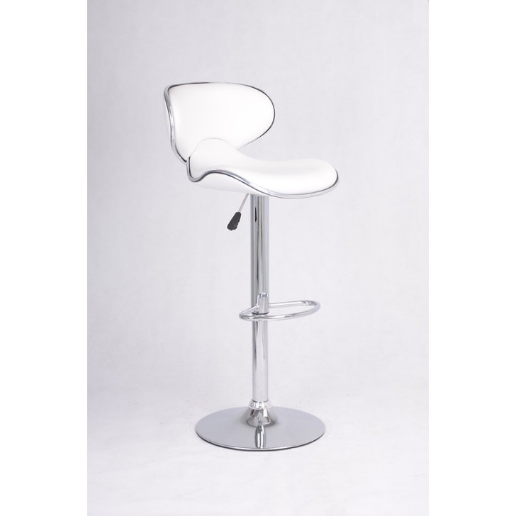 White PU Mechanical 360-Degree Swivel Bar Stool