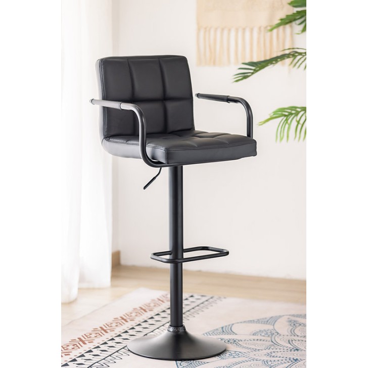 Black PU Mechanical 360 Swivel Bar Stool