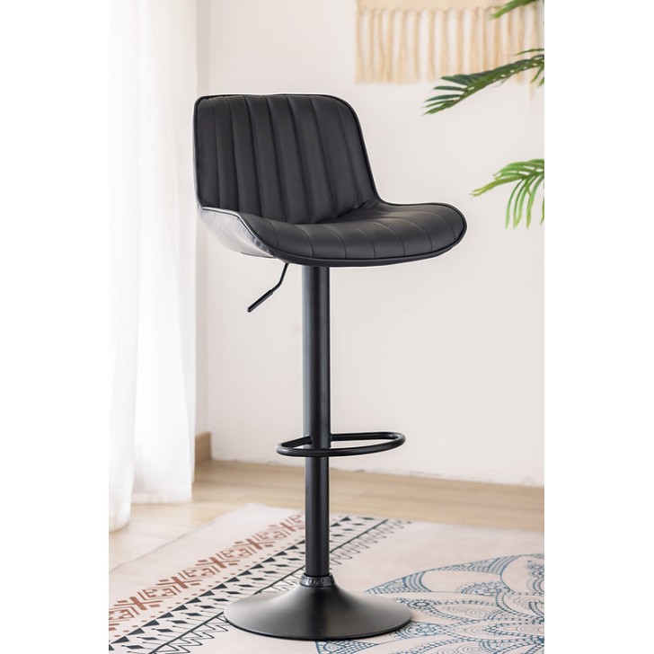 Black PU Mechanical 360 Swivel Bar Stool