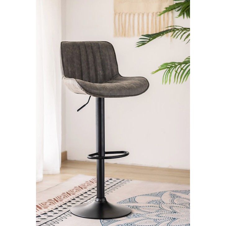 Grey PU Mechanical 360-Degree Swivel Bar Stool
