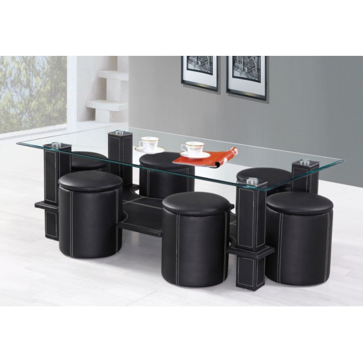 Black Tempered Glass Coffee Table 