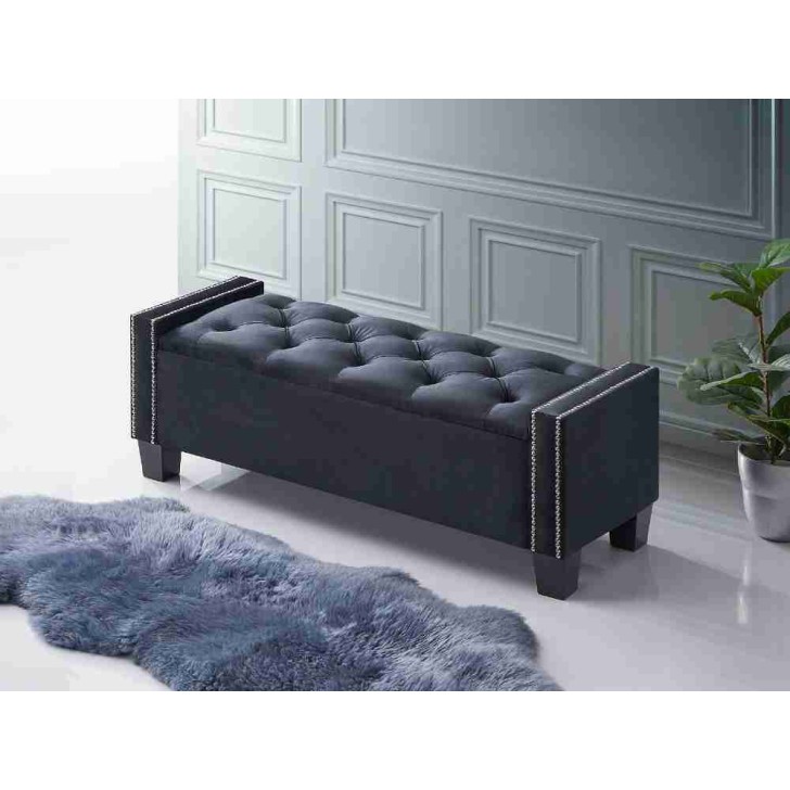 Black Velvet Storage Bench