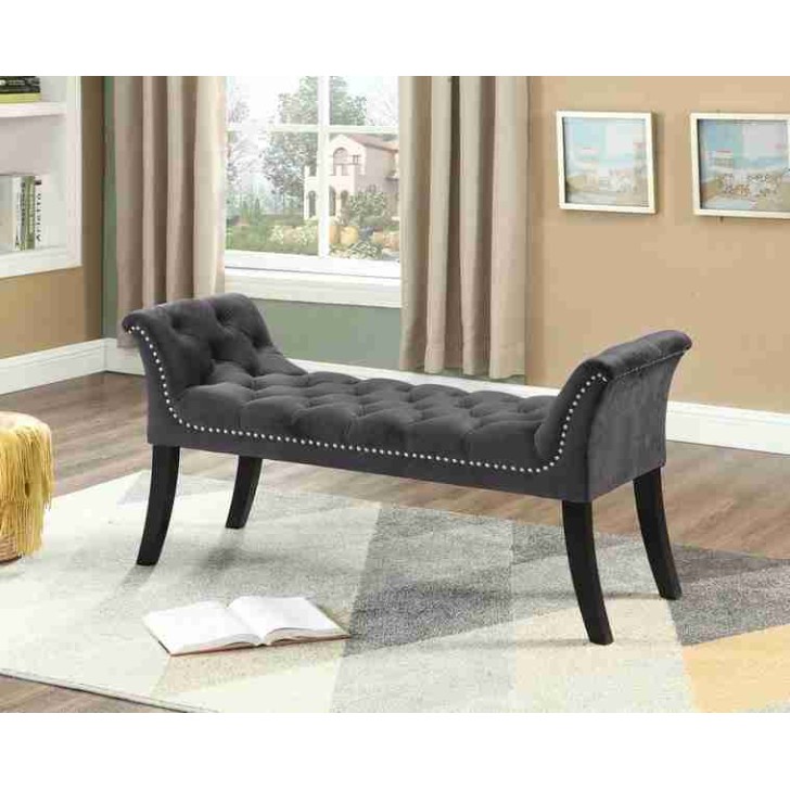 Grey Velvet Bench