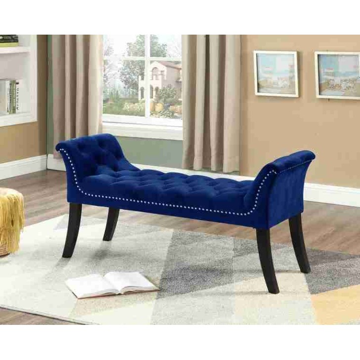 Navy Blue Velvet Bench