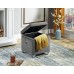 Grey Velvet Storage Ottoman