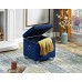 Blue Velvet Storage Ottoman