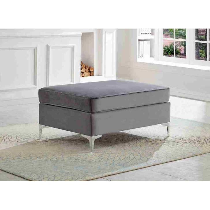 Grey Velvet Ottoman
