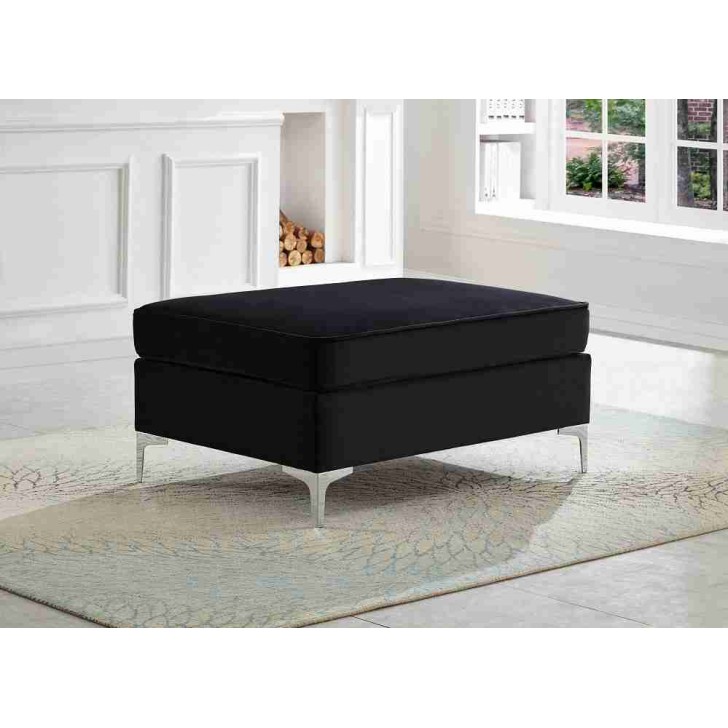 Black Velvet Ottoman