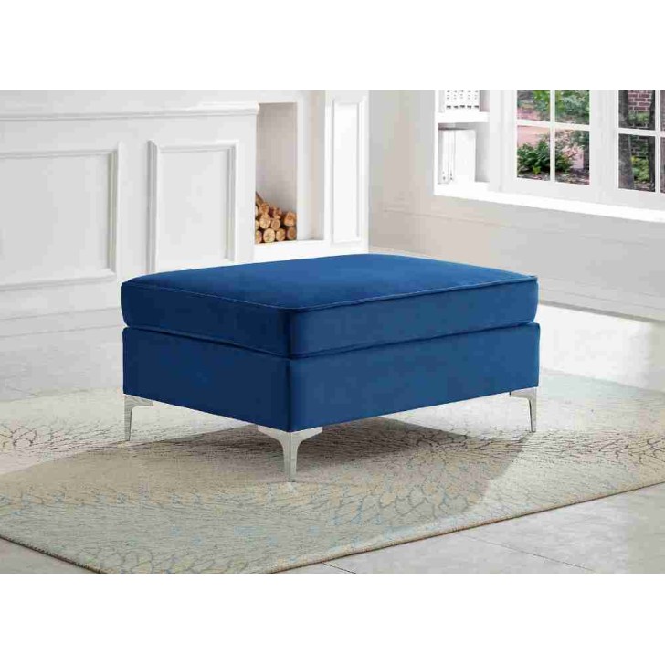 Blue Velvet Ottoman