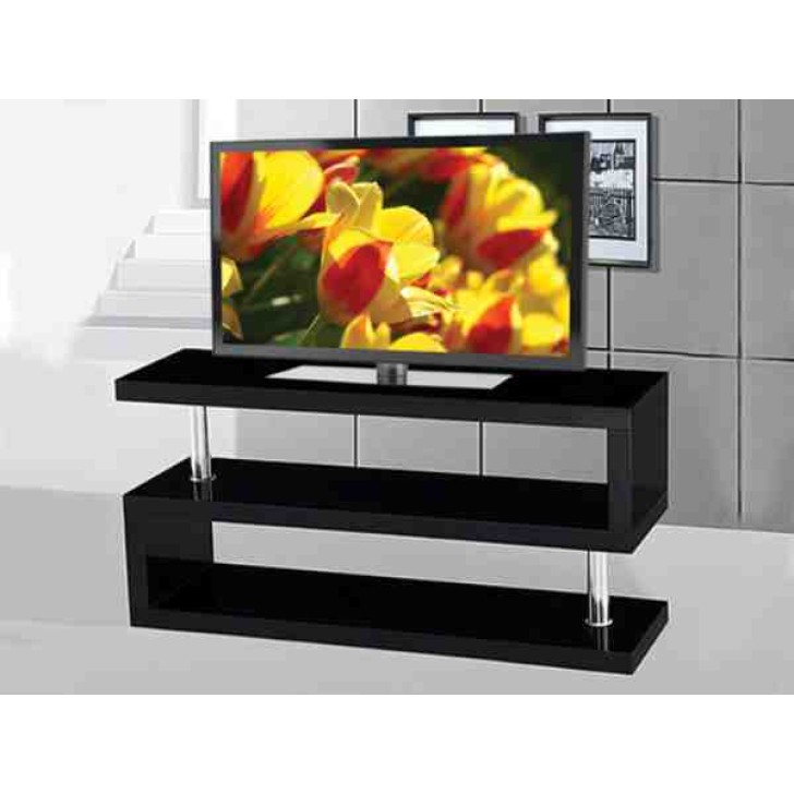 Glossy Black with Chrome TV Stand