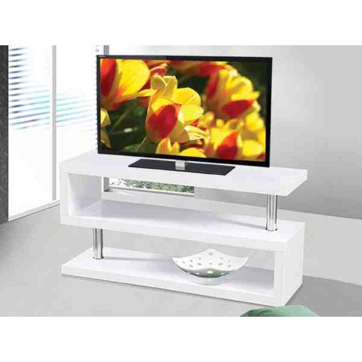 Glossy White with Chrome TV Stand