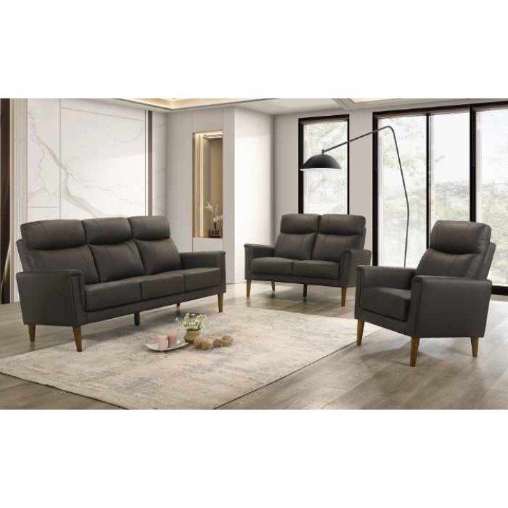 Sleek Modern Leather Sofa Set – Chocolate Brown Leather
