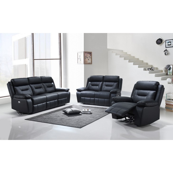 3-Piece Black Power Recliner Set 