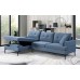 LHF Soft Blue Fabric Sectional Sofa