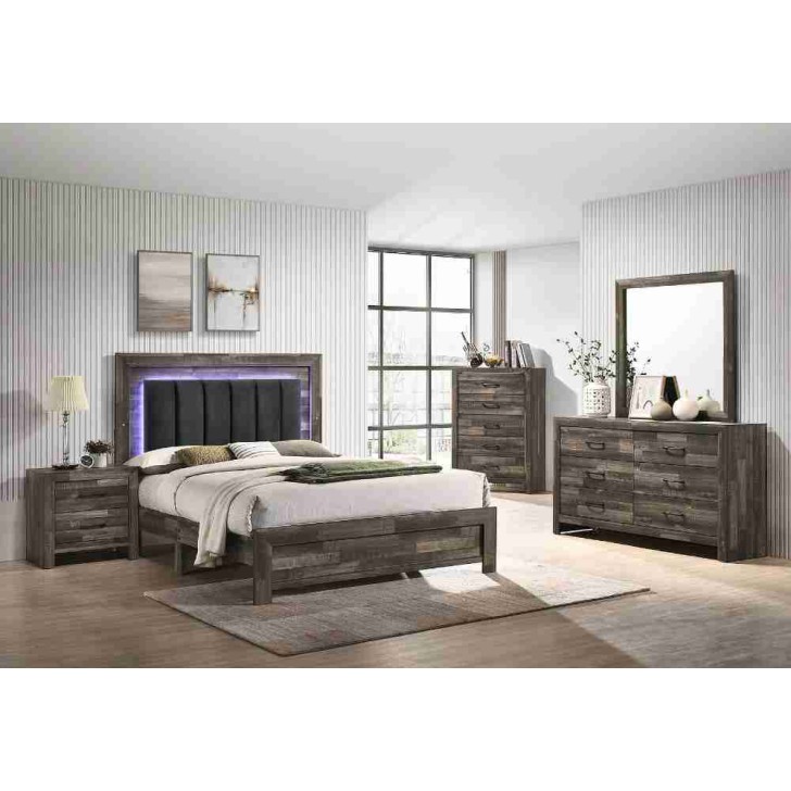 Black Velvet Brown Finish Bedroom Set