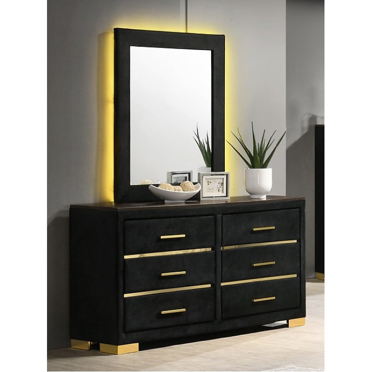 Black Velvet Dresser And Mirror