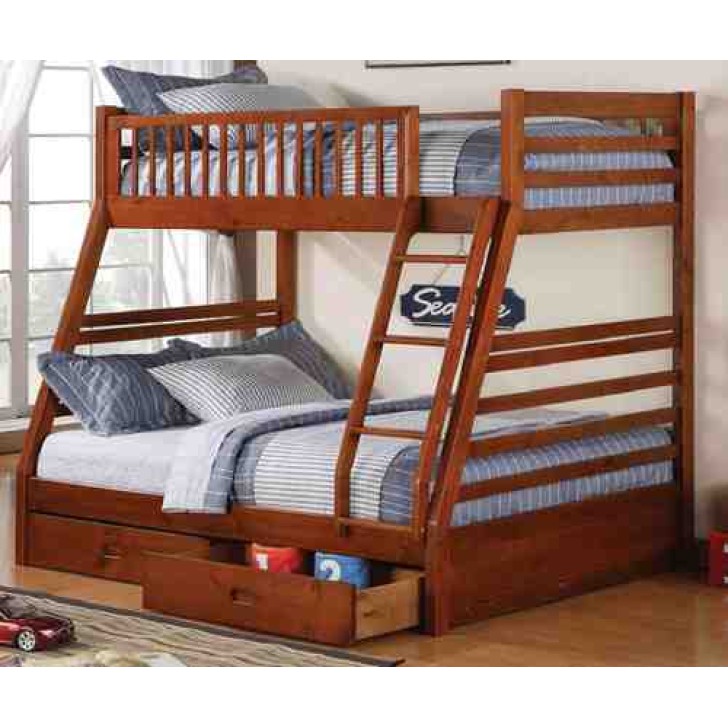 Honey/Oak Finish  Single/Double Bunk Bed 