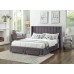 Grey Velvet Fabric Wing Bed 