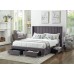 Grey Velvet Fabric Wing Bed 