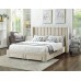 Creme Velvet Fabric Wing Bed