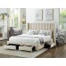 Creme Velvet Fabric Wing Bed