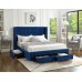 Blue Velvet Fabric Wing Bed 
