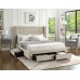 Creme Velvet Fabric Wing Bed