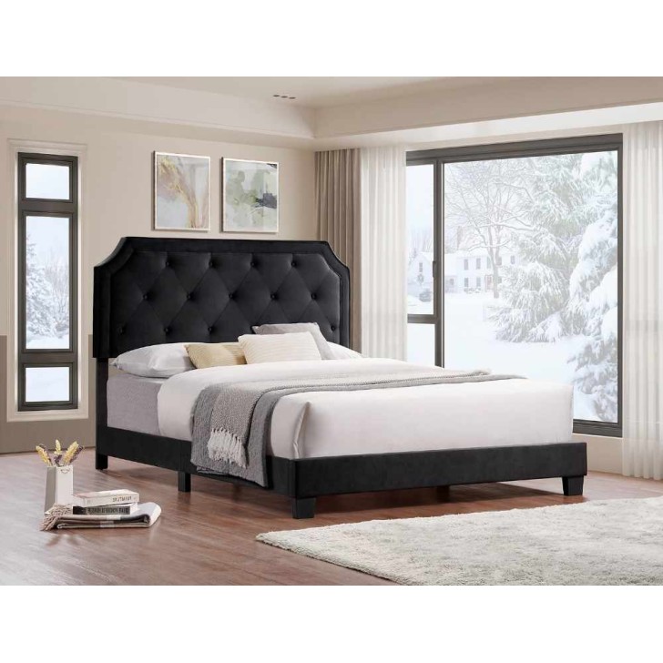 Black Velvet Fabric Bed