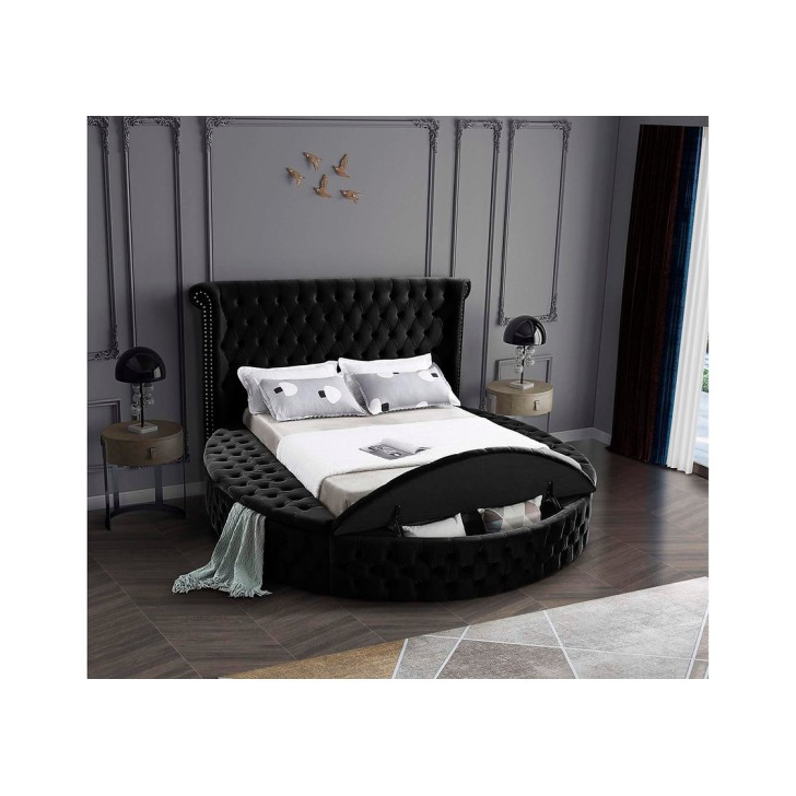 Black Velvet Fabric Bed 