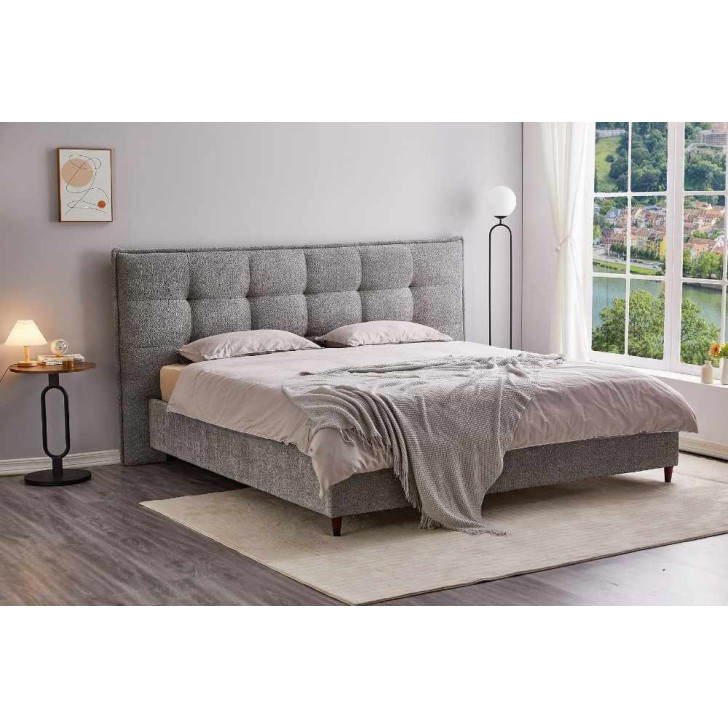 Grey Boucle Fabric Bed