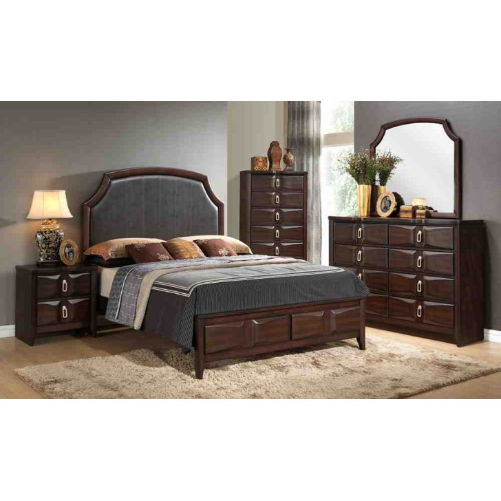 Walnut Brown Color Bedroom Set 