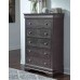 Metallic Grey Finish  LED Touch Lights Bedroom Set