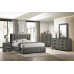 Dark Grey Fabric with Brown Wood Bedroom Set