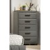 Dark Grey Fabric with Brown Wood Bedroom Set