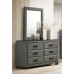 Dark Grey Fabric with Brown Wood Bedroom Set