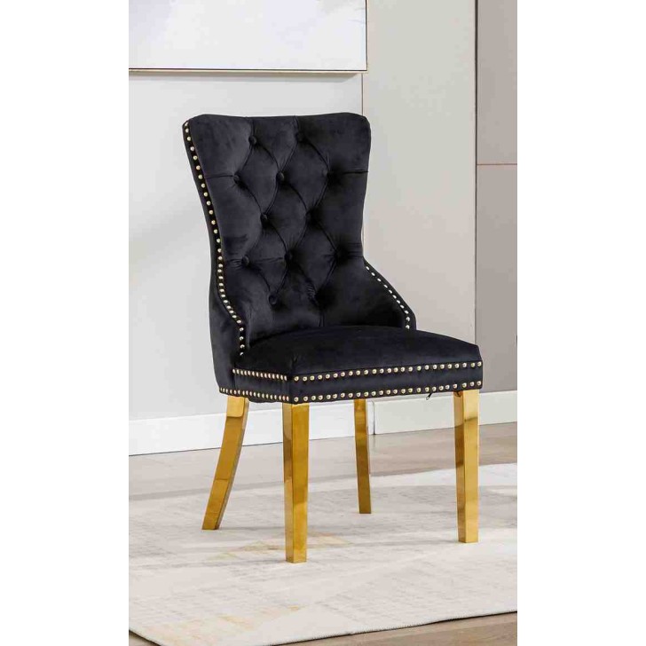 Black Velvet Accent Chair 