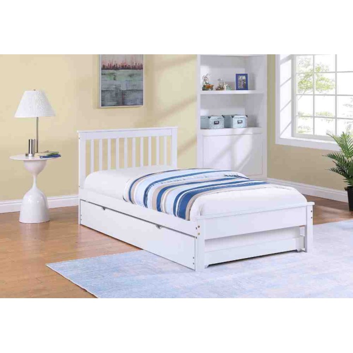White / Grey Mission Style  Single Bed 