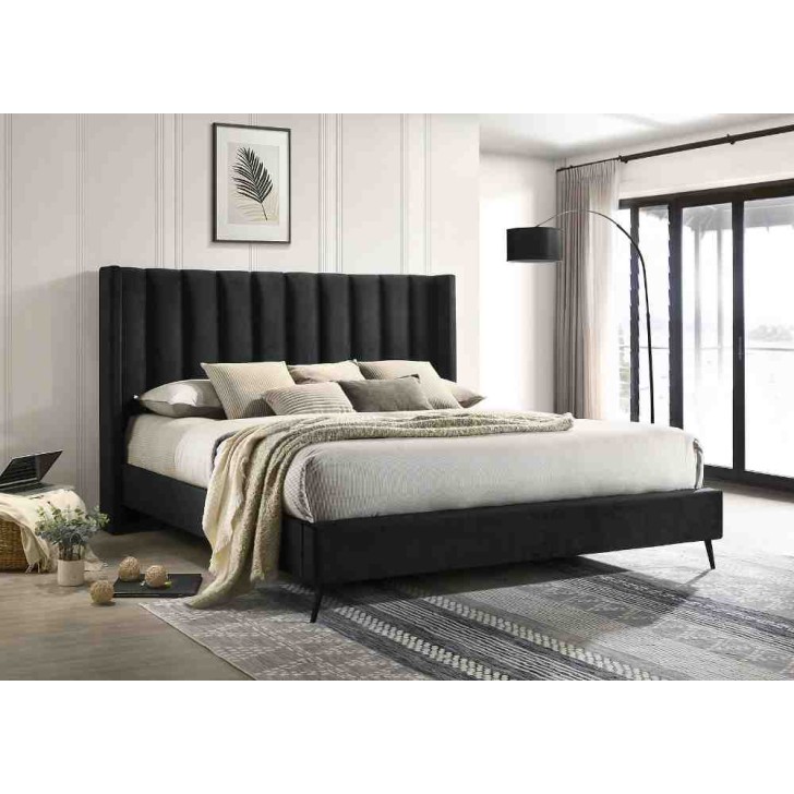 Black Velvet Deep Vertical Tufting