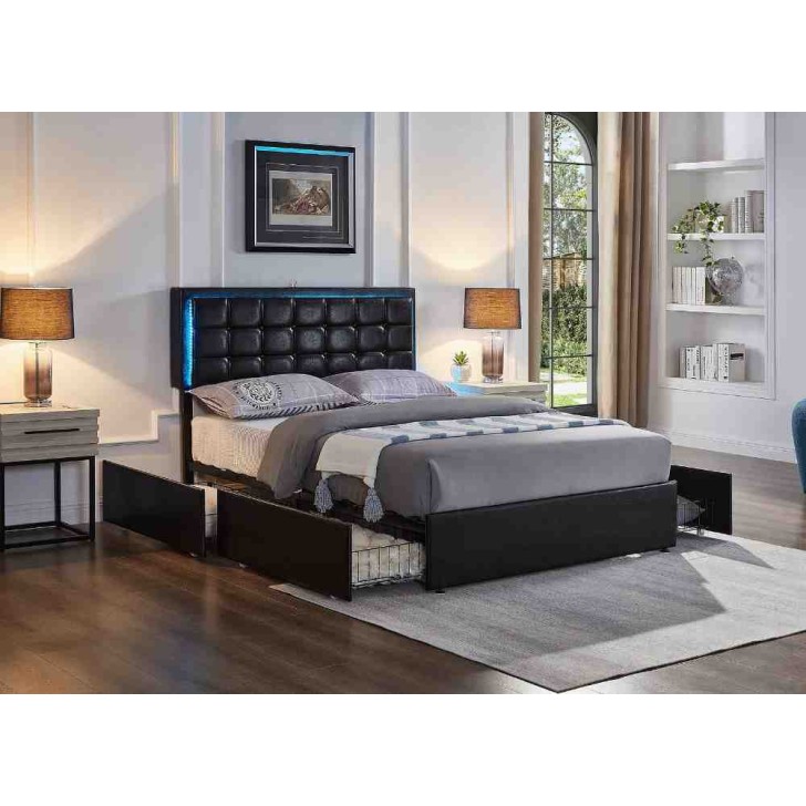Soft Black LED Lights Bed