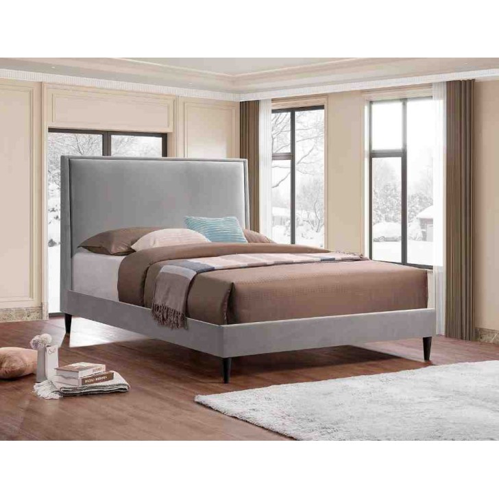 Grey Velvet High-Density Foam Padding Bed