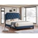Grey/Blue/Black Velvet Diamond Pattern Button Tufting Bed