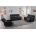 3pc Power Recliner Soft Black Leather Match Sofa Set 